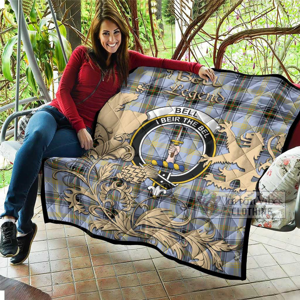 Tartan Vibes Clothing Bell Tartan Quilt with Family Crest and Scottish Symbol Style