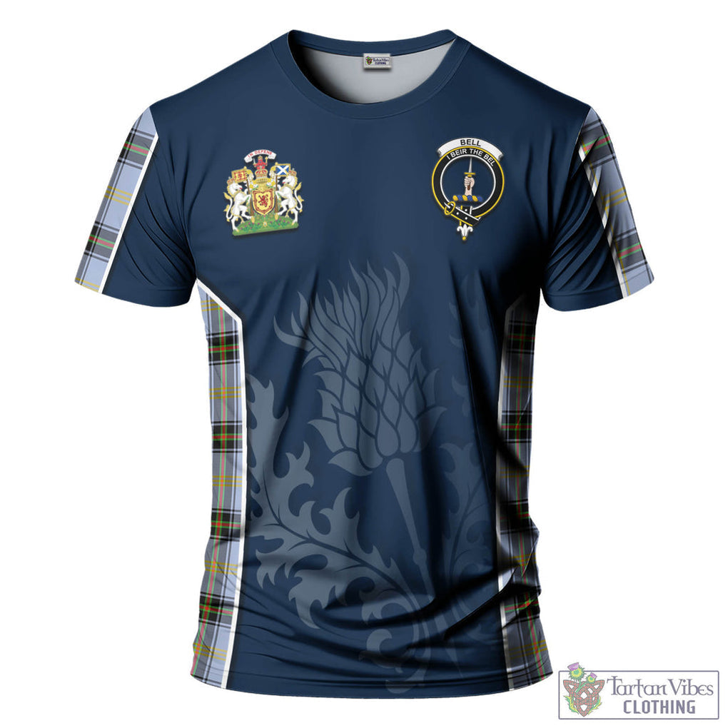 Tartan Vibes Clothing Bell Tartan T-Shirt with Family Crest and Scottish Thistle Vibes Sport Style