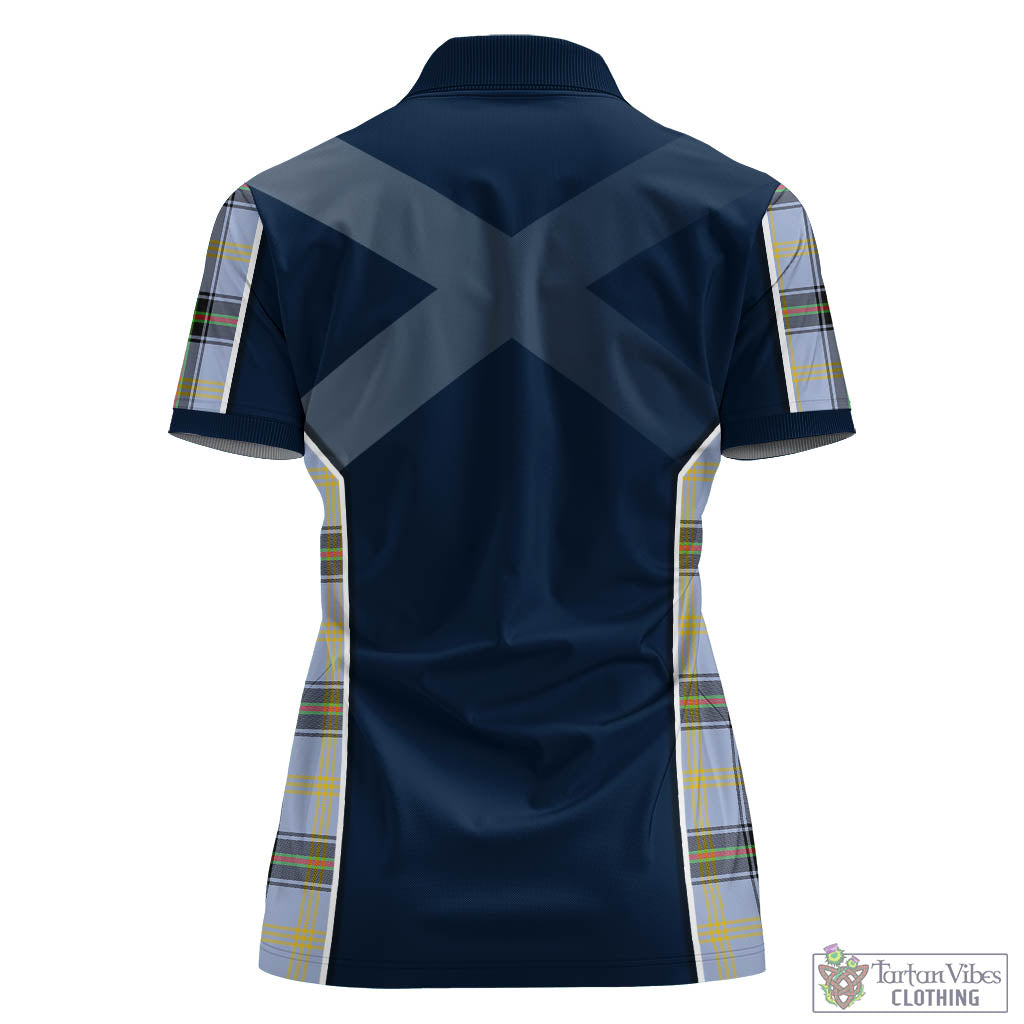 Tartan Vibes Clothing Bell Tartan Women's Polo Shirt with Family Crest and Scottish Thistle Vibes Sport Style