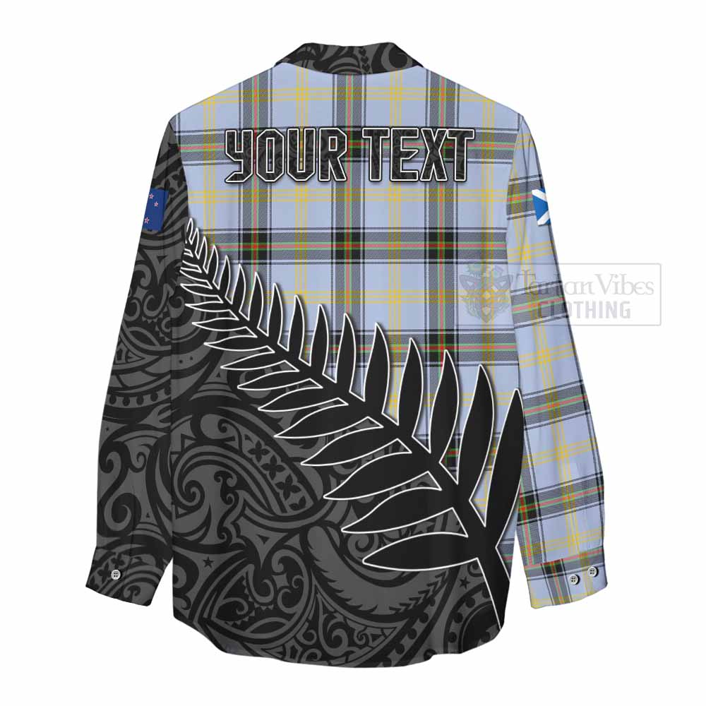 Tartan Vibes Clothing Bell Crest Tartan Women's Casual Shirt with New Zealand Silver Fern Half Style