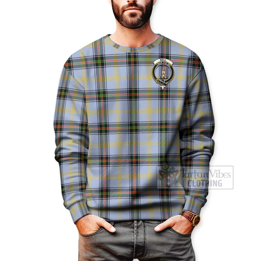 Tartan Vibes Clothing Bell Tartan Sweatshirt with Family Crest and Bearded Skull Holding Bottles of Whiskey