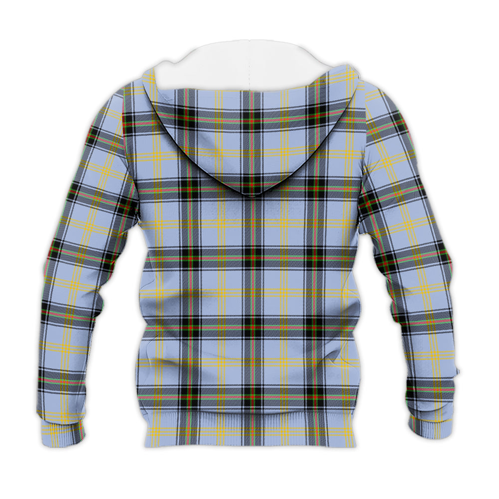 Bell Tartan Knitted Hoodie with Family Crest - Tartanvibesclothing