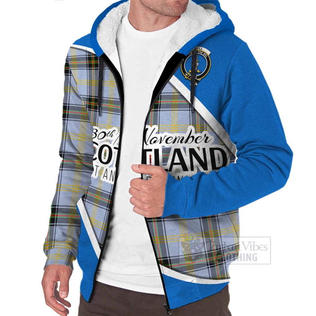 Tartan Vibes Clothing Bell Family Crest Tartan Sherpa Hoodie Celebrate Saint Andrew's Day in Style