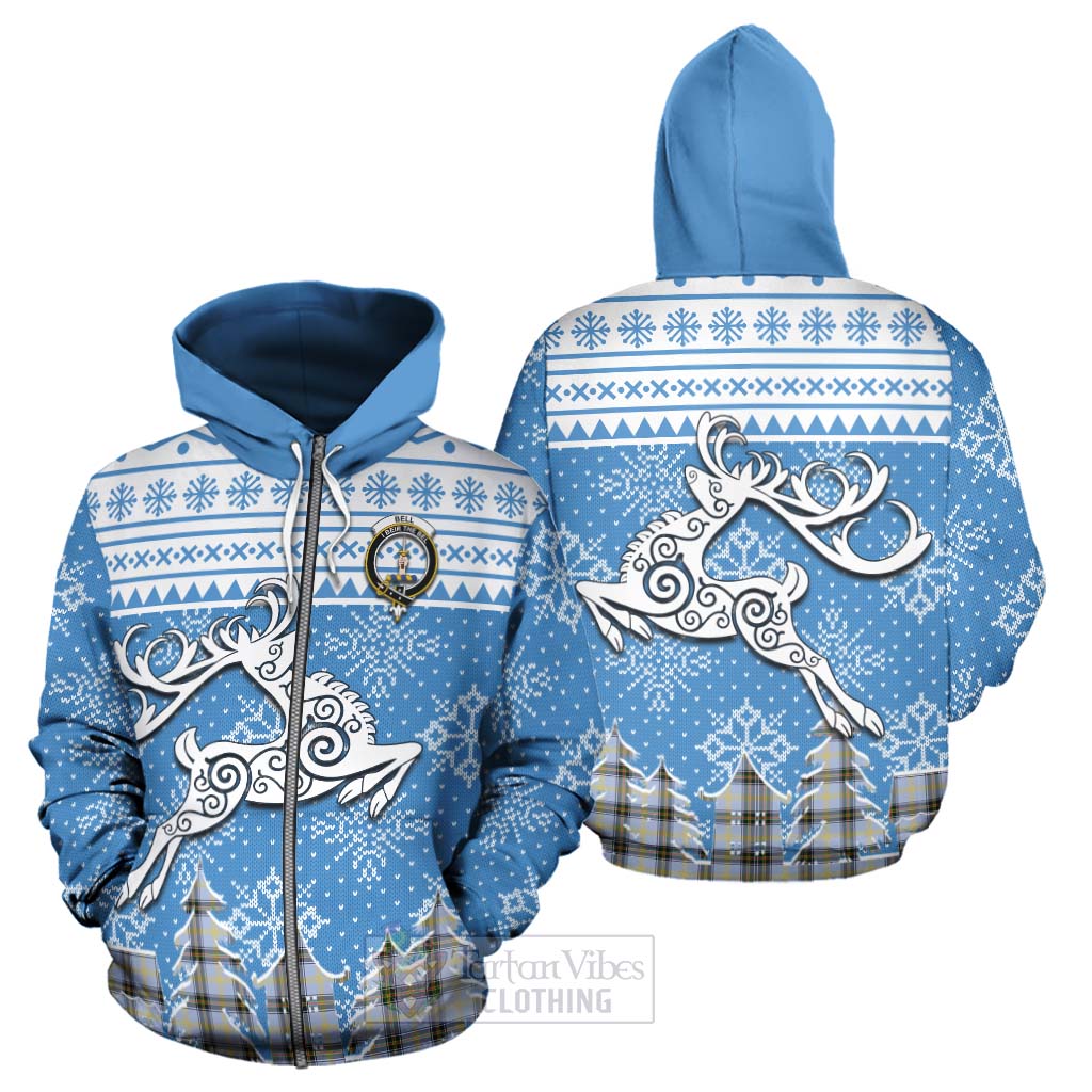 Tartan Vibes Clothing Bell Clan Christmas Hoodie Celtic Reindeer Style