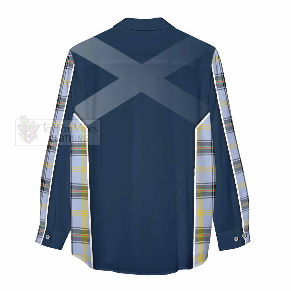 Tartan Vibes Clothing Bell Tartan Women's Casual Shirt with Family Crest and Lion Rampant Vibes Sport Style