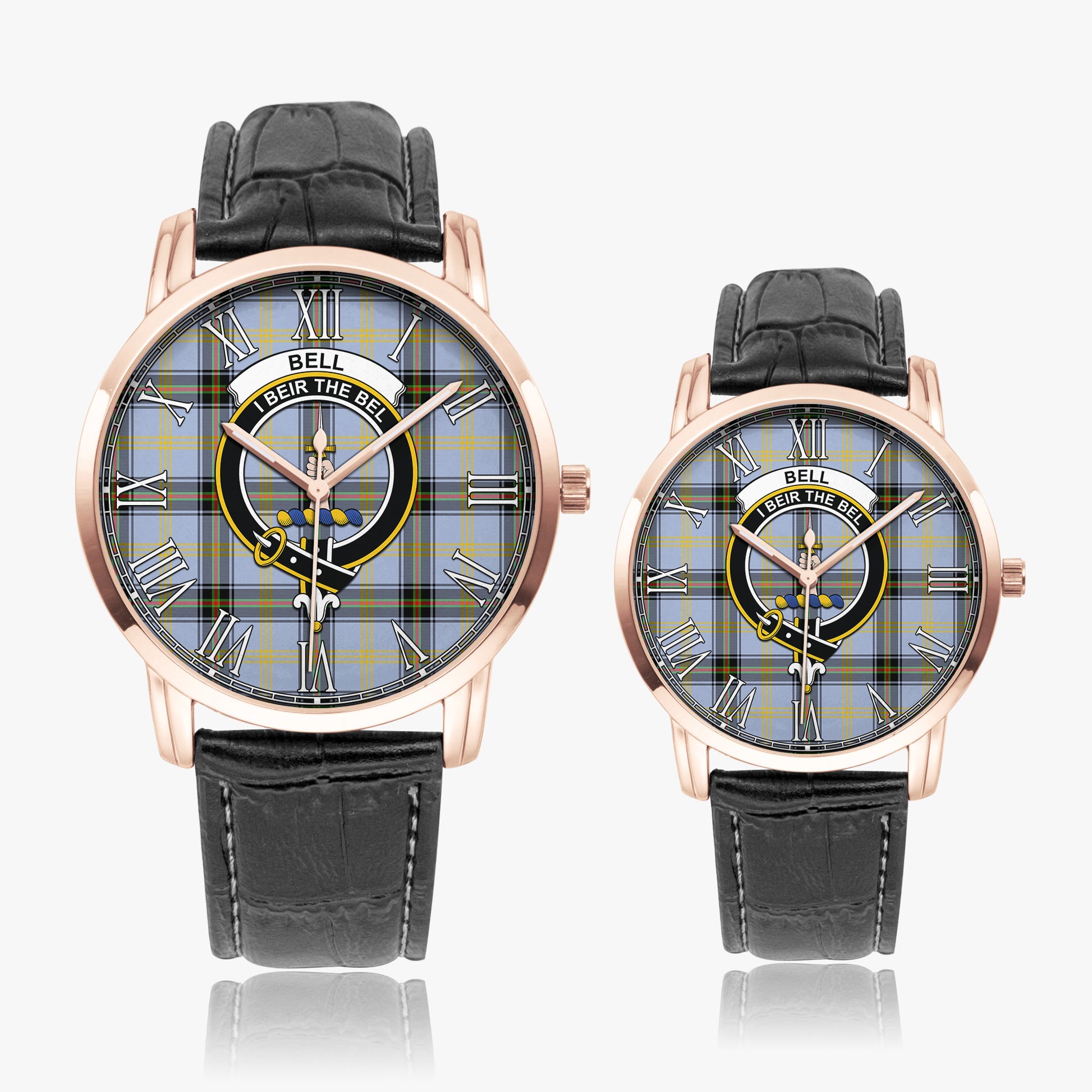 Bell Tartan Family Crest Leather Strap Quartz Watch - Tartanvibesclothing