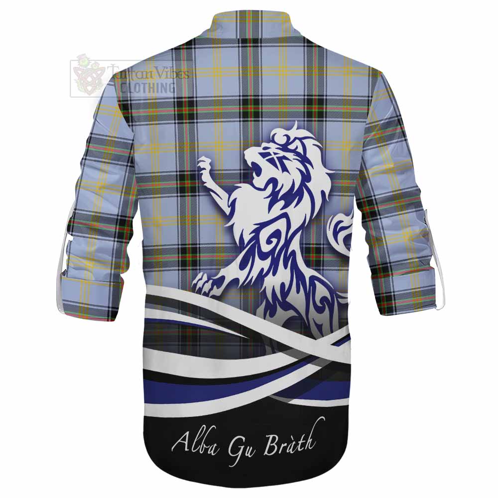 Tartan Vibes Clothing Bell Tartan Ghillie Kilt Shirt with Alba Gu Brath Regal Lion Emblem