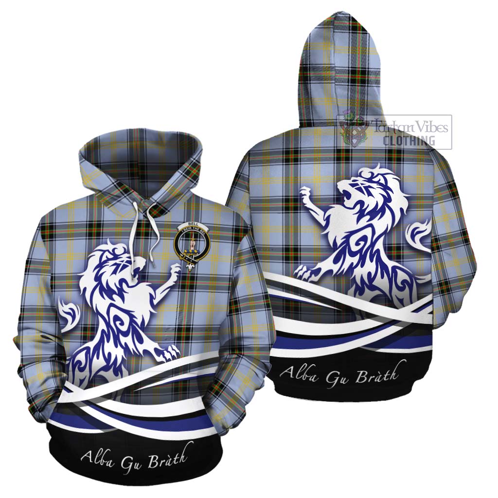 Tartan Vibes Clothing Bell Tartan Cotton Hoodie with Alba Gu Brath Regal Lion Emblem