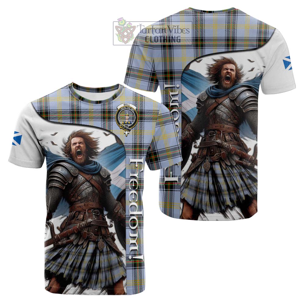 Tartan Vibes Clothing Bell Crest Tartan Cotton T-shirt Inspired by the Freedom of Scottish Warrior