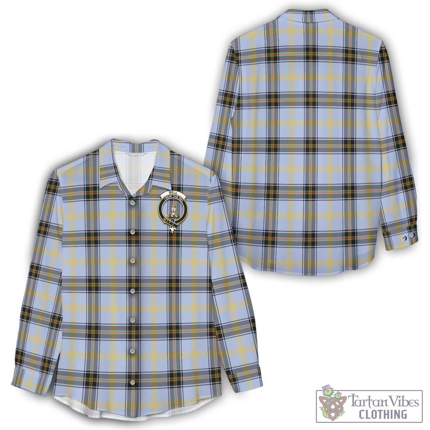 Tartan Vibes Clothing Bell Tartan Womens Casual Shirt with Family Crest