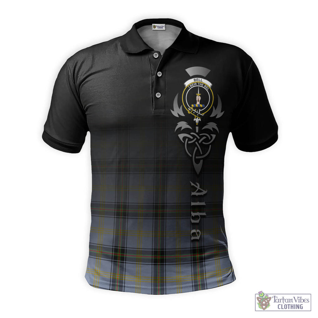 Tartan Vibes Clothing Bell Tartan Polo Shirt Featuring Alba Gu Brath Family Crest Celtic Inspired