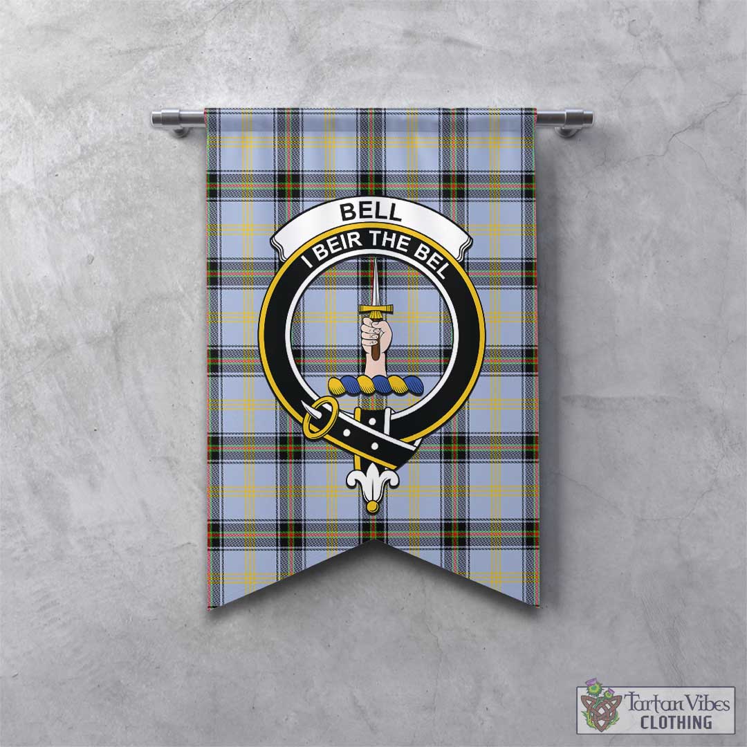 Bell Tartan Gonfalon, Tartan Banner with Family Crest