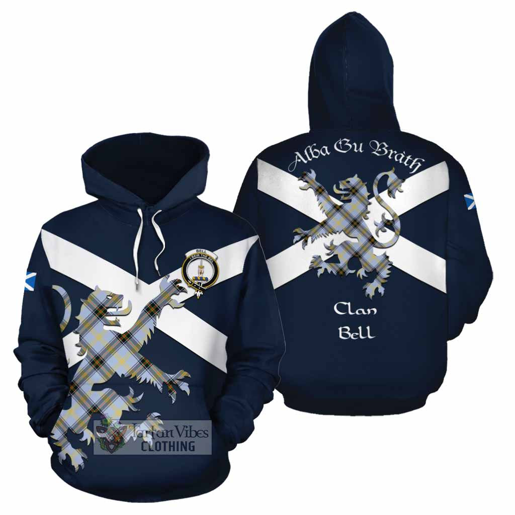 Tartan Vibes Clothing Bell Tartan Lion Rampant Cotton Hoodie Proudly Display Your Heritage with Alba Gu Brath and Clan Name