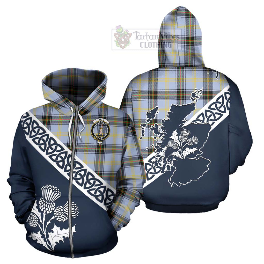 Tartan Vibes Clothing Bell Tartan Hoodie Featuring Thistle and Scotland Map