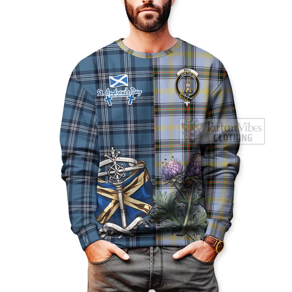 Tartan Vibes Clothing Bell Tartan Sweatshirt Happy St. Andrew's Day Half Tartan Style