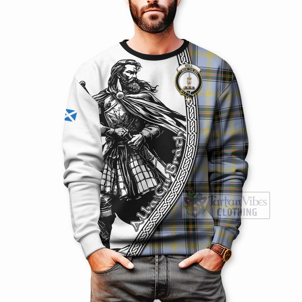 Tartan Vibes Clothing Bell Tartan Clan Crest Sweatshirt with Highlander Warrior Celtic Style