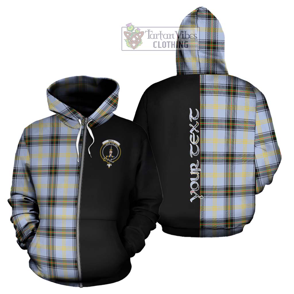 Bell Tartan Hoodie with Family Crest and Half Of Me Style - Tartanvibesclothing Shop