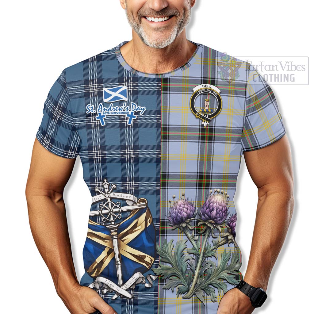 Tartan Vibes Clothing Bell Tartan T-Shirt Happy St. Andrew's Day Half Tartan Style