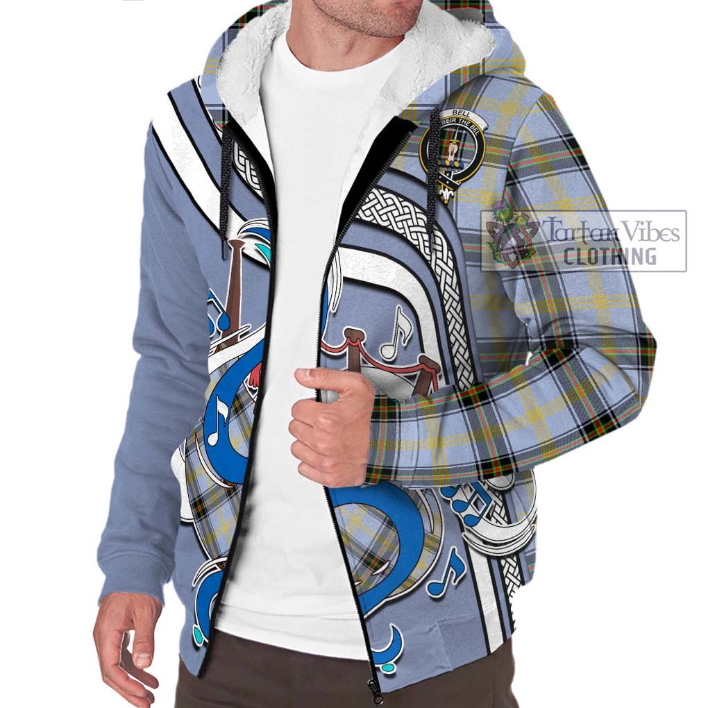 Bell Tartan Sherpa Hoodie with Epic Bagpipe Style Unisex - Tartanvibesclothing Shop