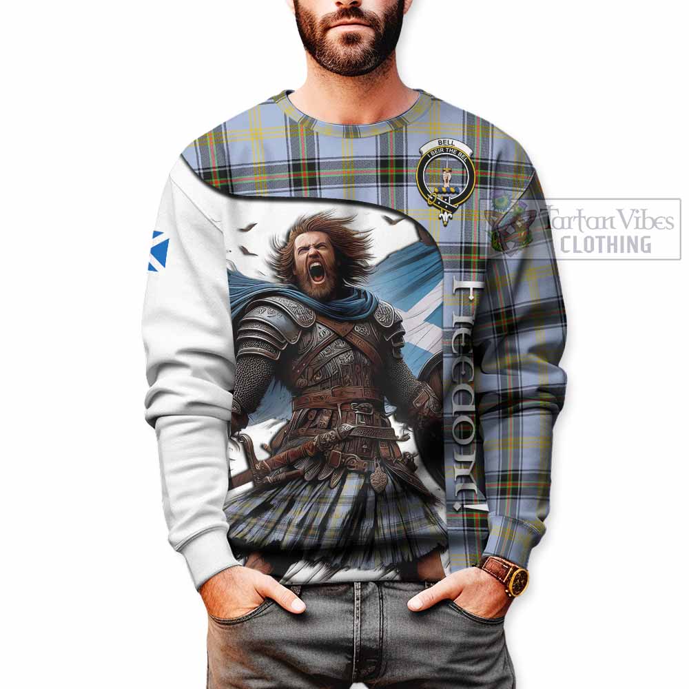 Tartan Vibes Clothing Bell Crest Tartan Sweatshirt Inspired by the Freedom of Scottish Warrior