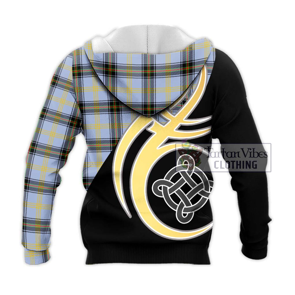 Bell Tartan Knitted Hoodie with Family Crest and Celtic Symbol Style - Tartan Vibes Clothing