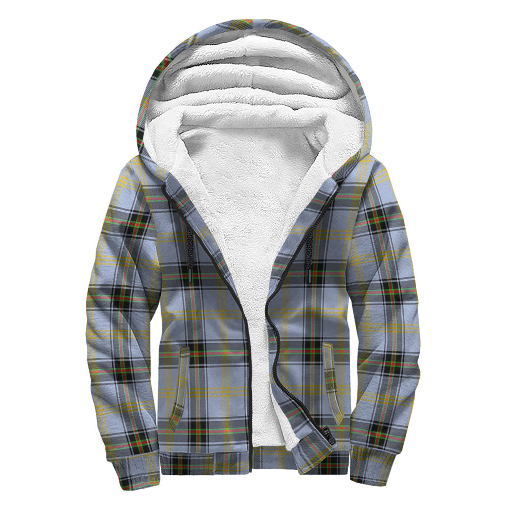 Bell Tartan Sherpa Hoodie with Family Crest - Tartanvibesclothing