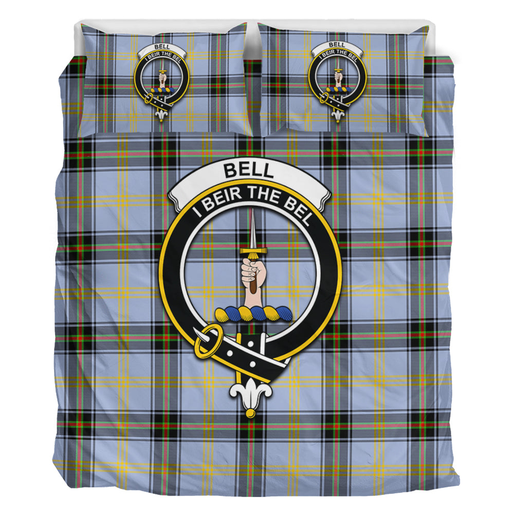 Bell Tartan Bedding Set with Family Crest - Tartan Vibes Clothing