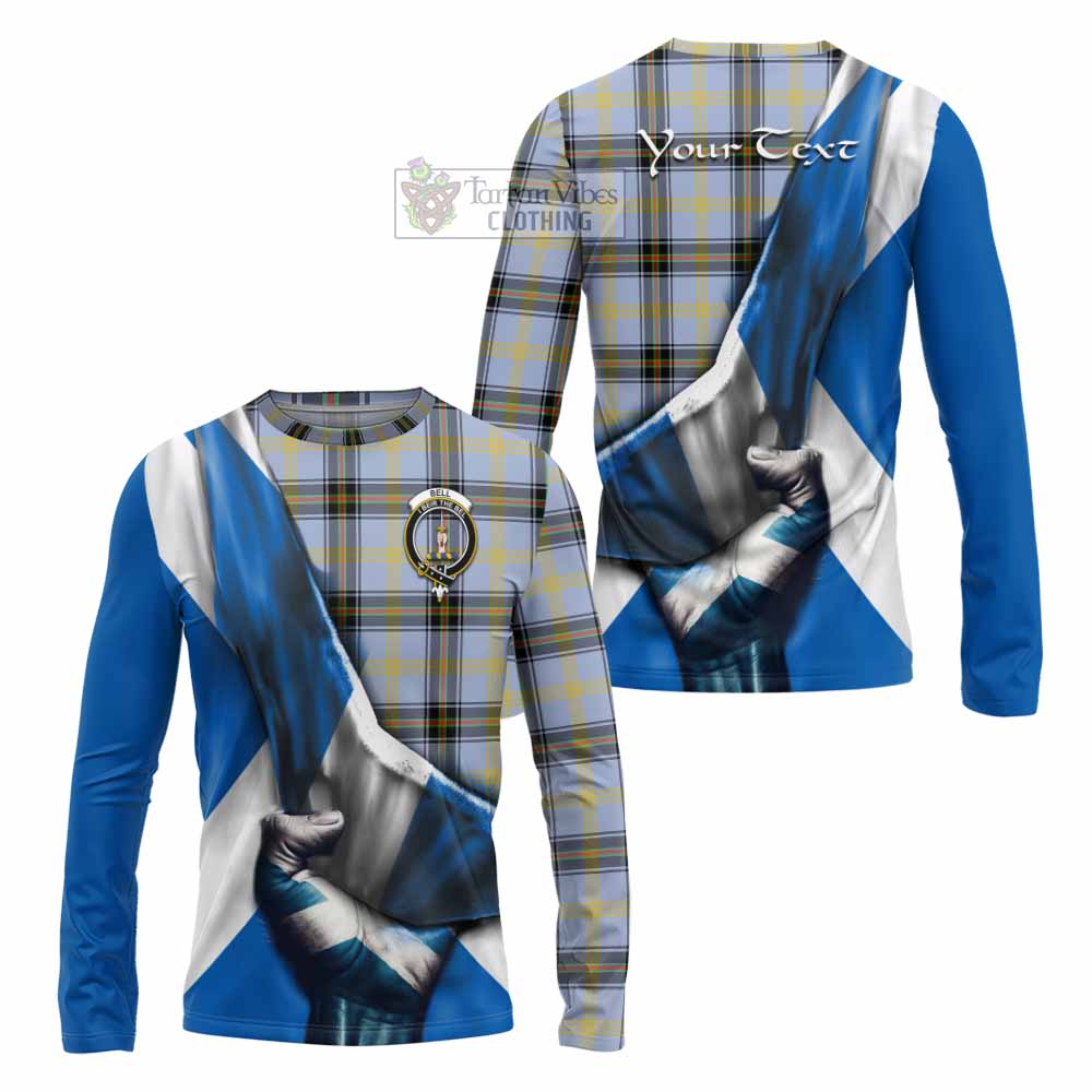 Tartan Vibes Clothing Bell Tartan Long Sleeve T-Shirt with Family Crest Scotland Patriotic Style