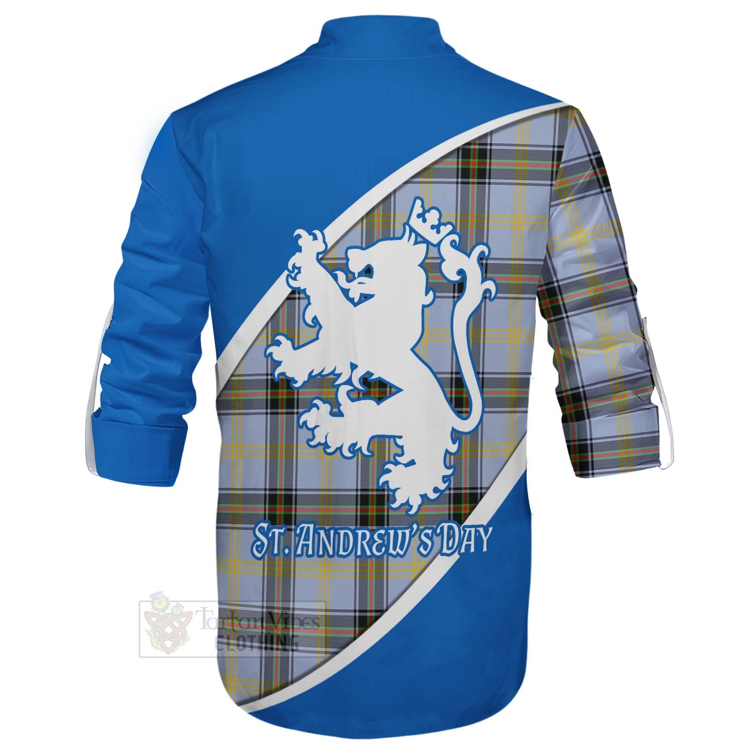 Tartan Vibes Clothing Bell Family Crest Tartan Ghillie Kilt Shirt Celebrate Saint Andrew's Day in Style