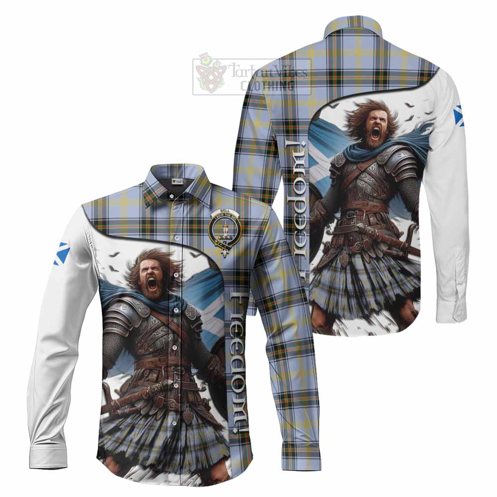 Bell Crest Tartan Long Sleeve Button Shirt Inspired by the Freedom of Scottish Warrior - Tartan Vibes Clothing
