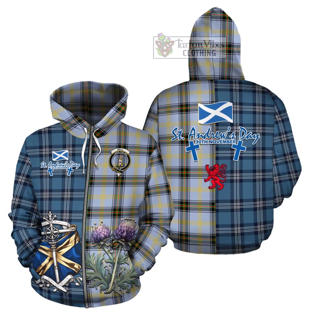 Tartan Vibes Clothing Bell Tartan Cotton Hoodie Happy St. Andrew's Day Half Tartan Style