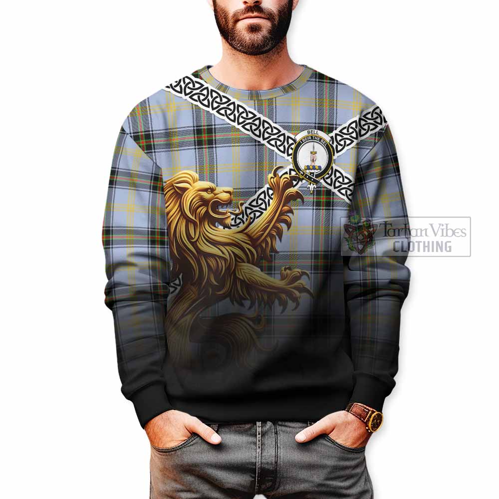 Bell Crest Tartan Sweatshirt with Golden Lion Emblem Celtic Style - Tartan Vibes Clothing