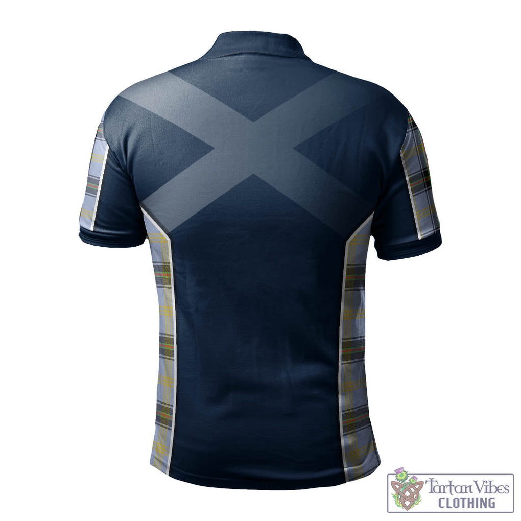 Tartan Vibes Clothing Bell Tartan Men's Polo Shirt with Family Crest and Scottish Thistle Vibes Sport Style