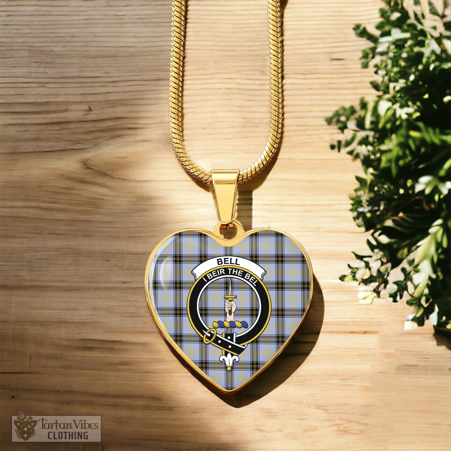 Tartan Vibes Clothing Bell Tartan Heart Necklace with Family Crest