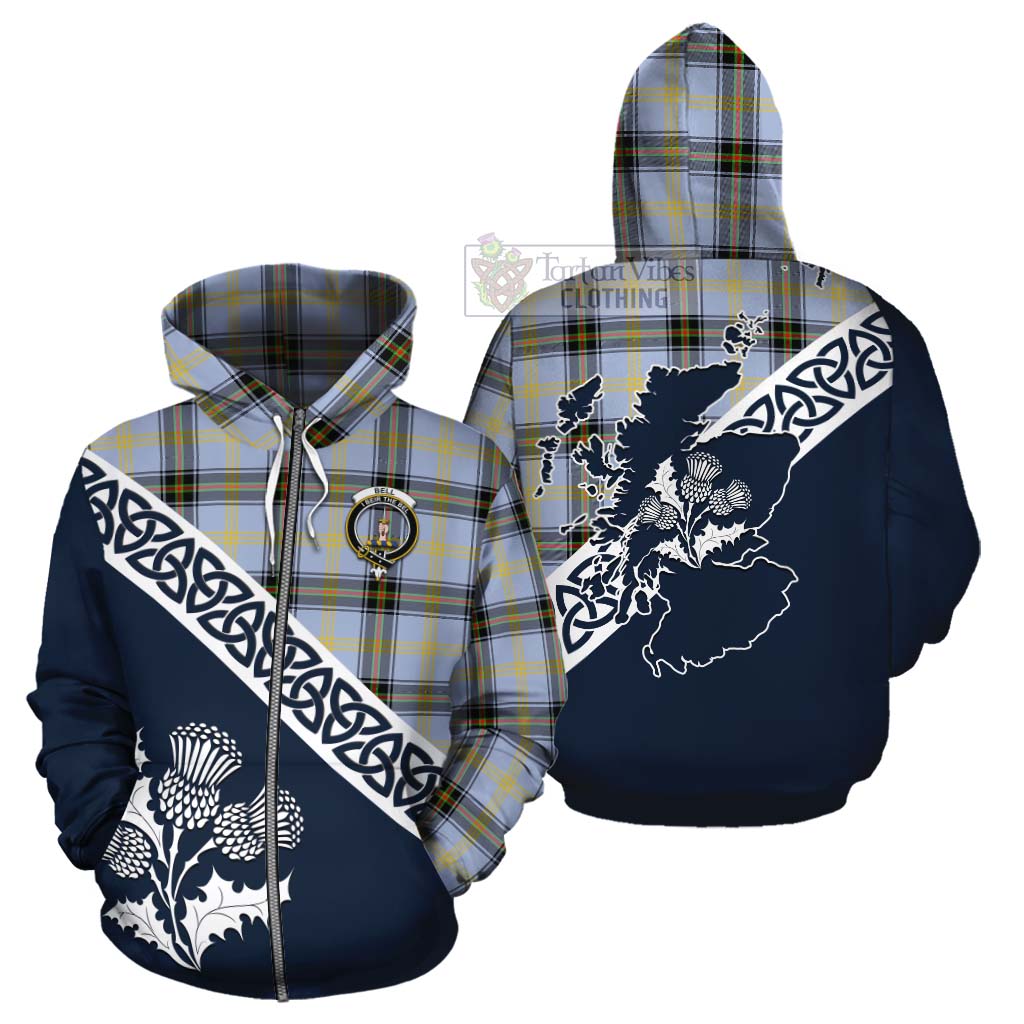 Tartan Vibes Clothing Bell Tartan Cotton Hoodie Featuring Thistle and Scotland Map