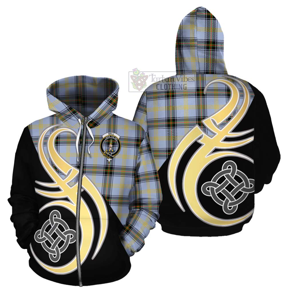 Tartan Vibes Clothing Bell Tartan Cotton Hoodie with Family Crest and Celtic Symbol Style