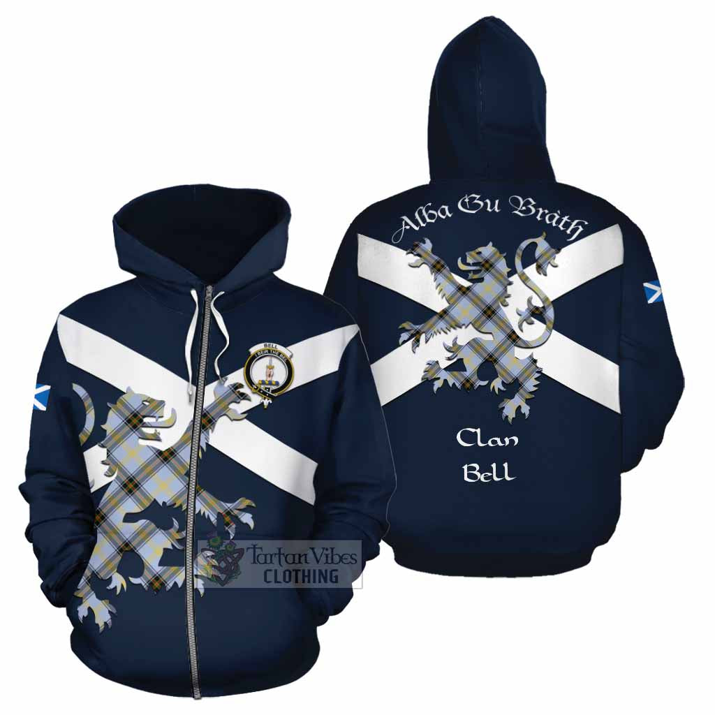 Tartan Vibes Clothing Bell Tartan Lion Rampant Cotton Hoodie Proudly Display Your Heritage with Alba Gu Brath and Clan Name