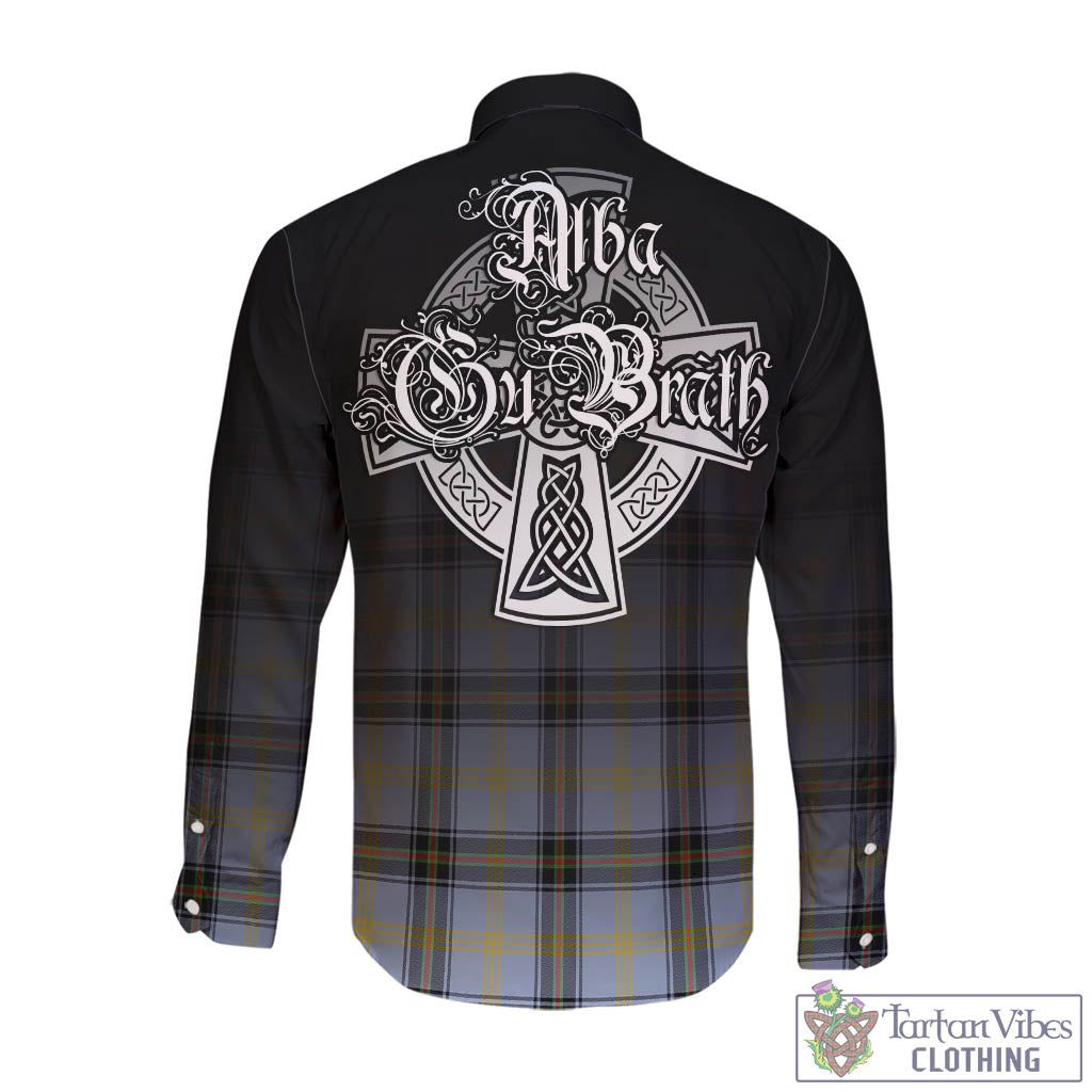 Tartan Vibes Clothing Bell Tartan Long Sleeve Button Up Featuring Alba Gu Brath Family Crest Celtic Inspired