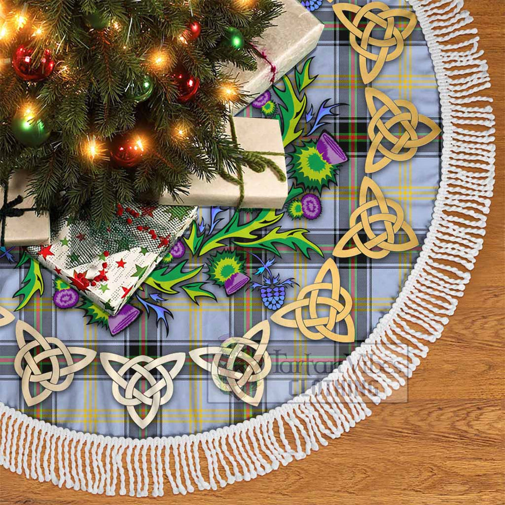 Tartan Vibes Clothing Bell Tartan Christmas Tree Skirt with Thistle Celtic Knot Style