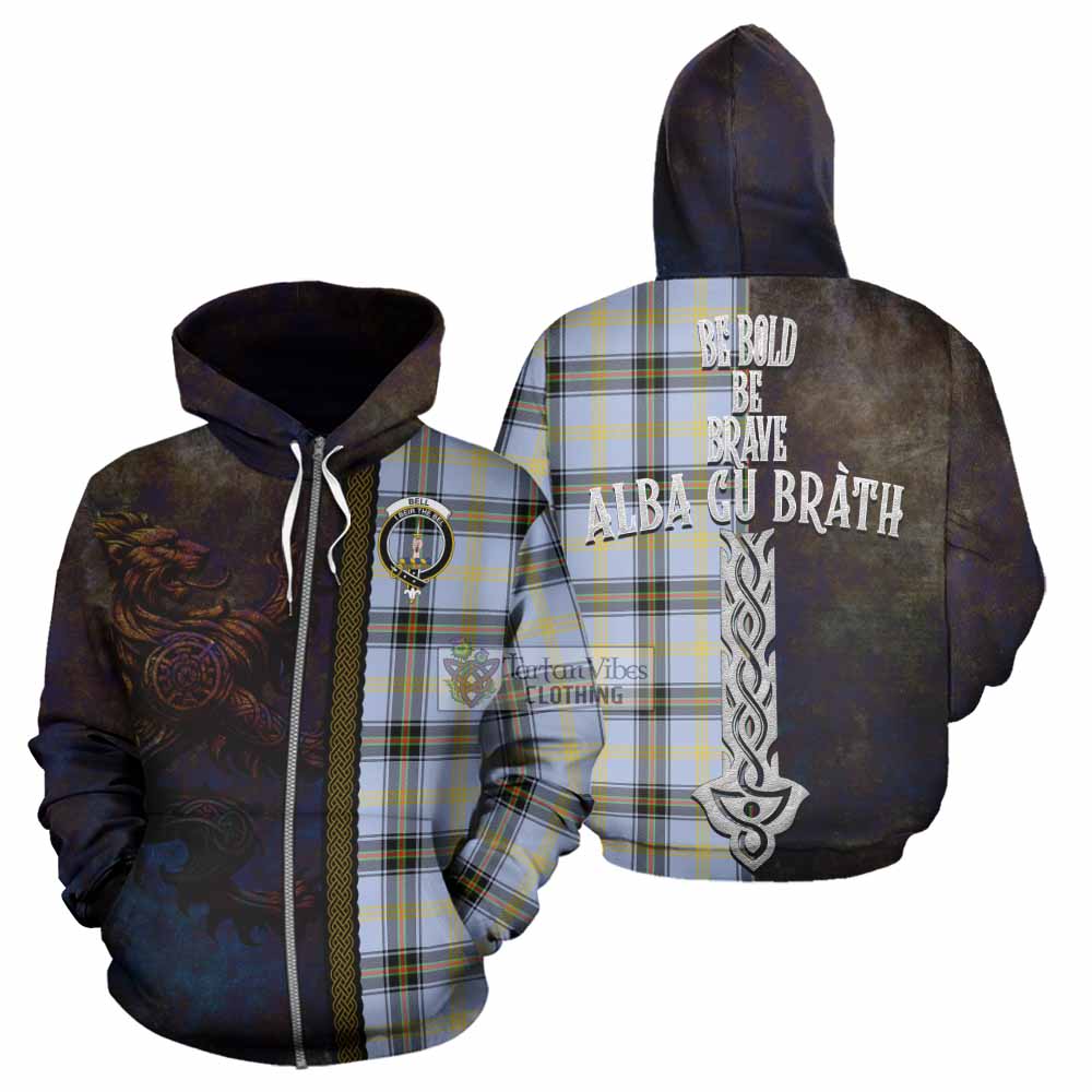 Bell Tartan Family Crest Hoodie Alba Gu Brath Be Brave Lion Ancient Style Zip Hoodie - Tartan Vibes Clothing