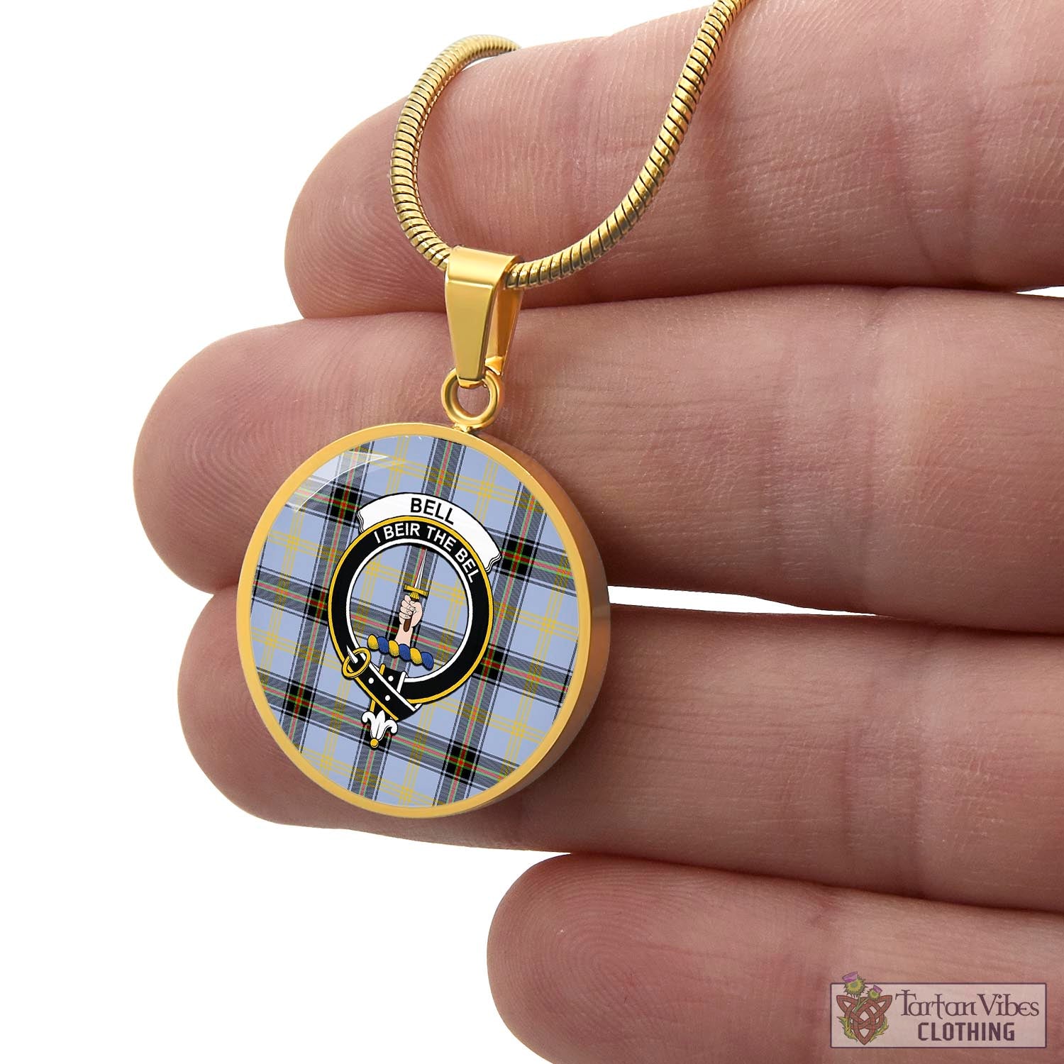 Tartan Vibes Clothing Bell Tartan Circle Necklace with Family Crest