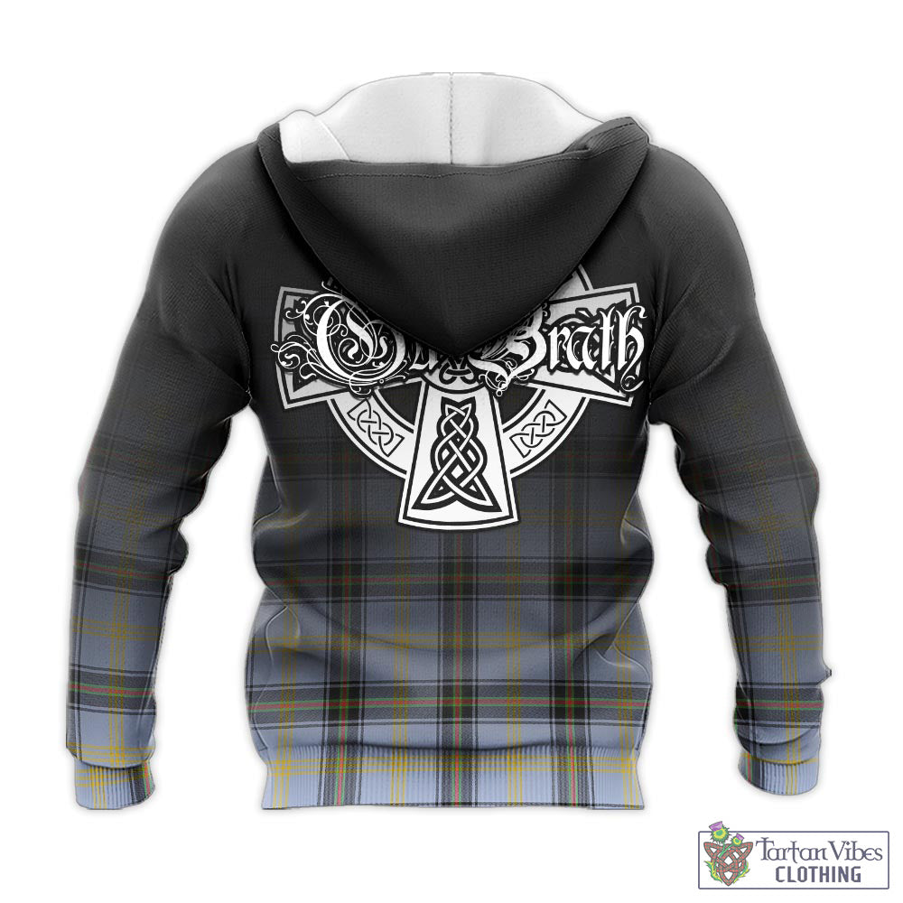 Tartan Vibes Clothing Bell Tartan Knitted Hoodie Featuring Alba Gu Brath Family Crest Celtic Inspired