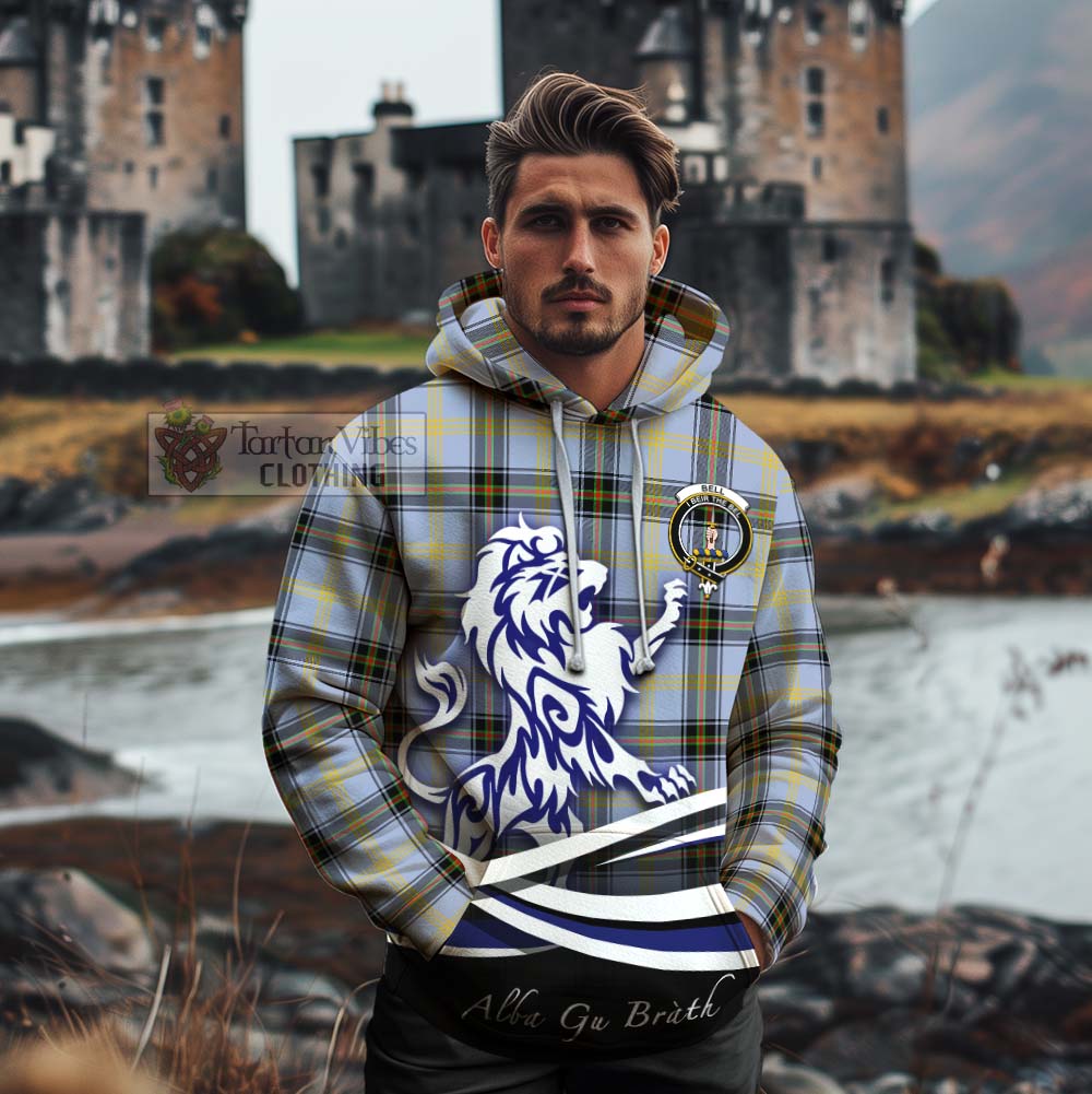 Tartan Vibes Clothing Bell Tartan Cotton Hoodie with Alba Gu Brath Regal Lion Emblem