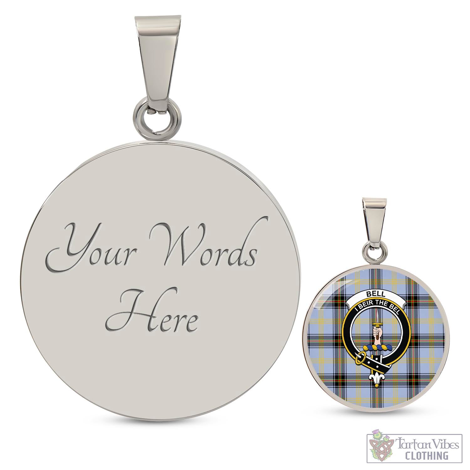 Tartan Vibes Clothing Bell Tartan Circle Necklace with Family Crest