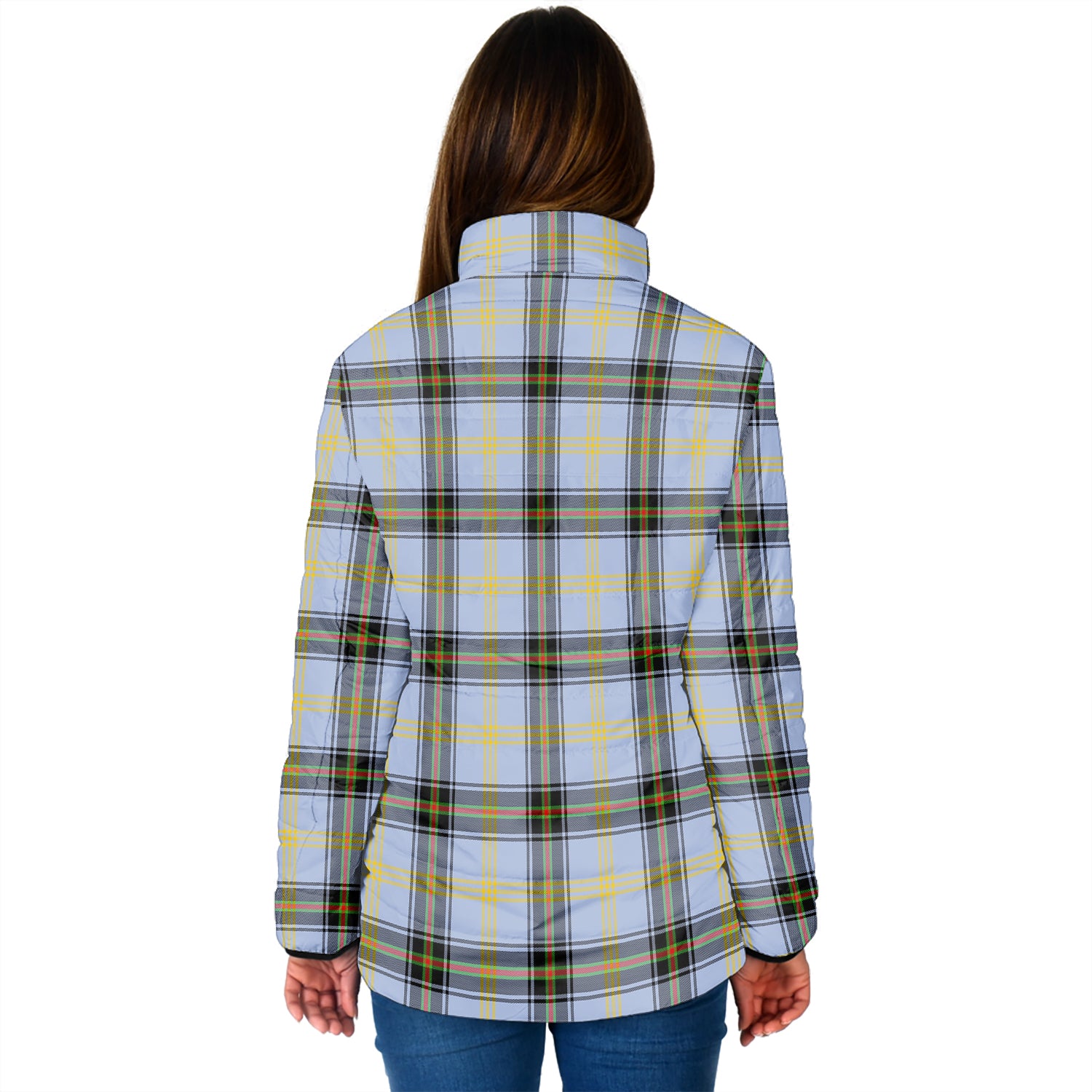 Bell Tartan Padded Jacket with Family Crest - Tartan Vibes Clothing