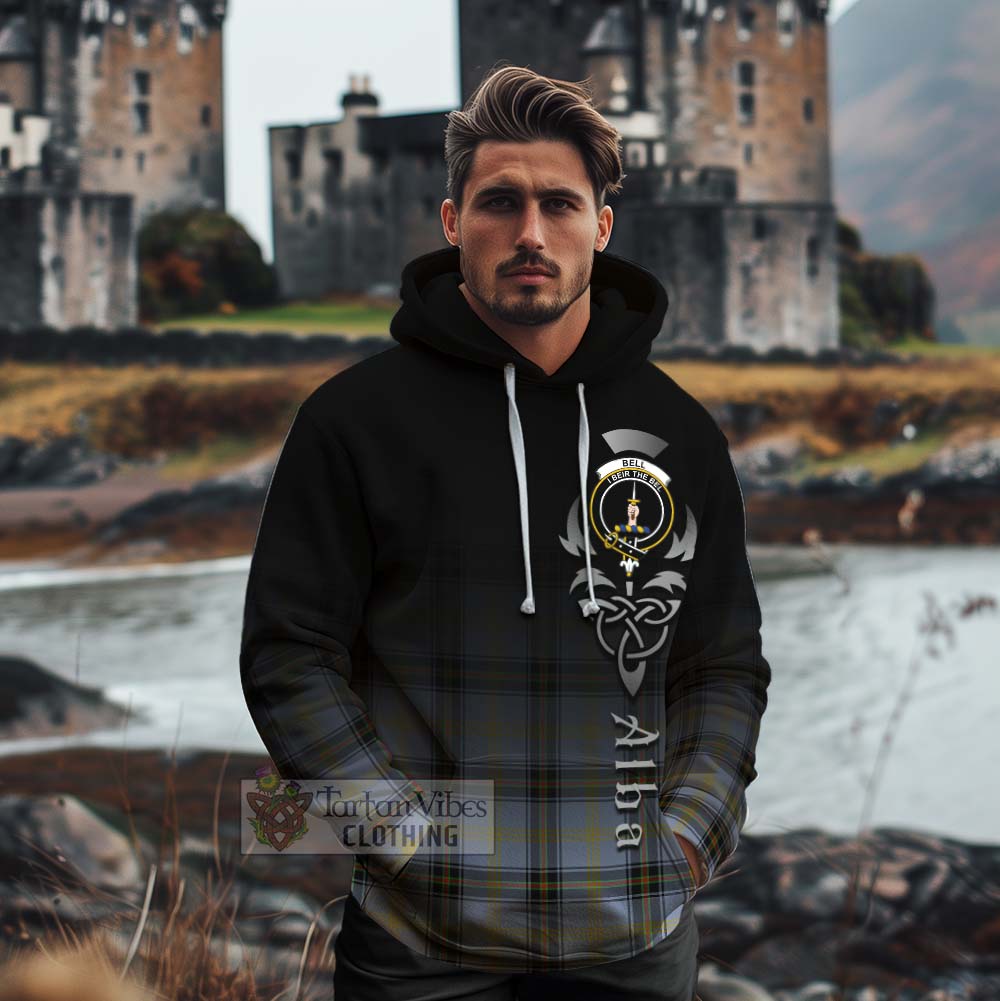 Tartan Vibes Clothing Bell Tartan Cotton Hoodie Featuring Alba Gu Brath Family Crest Celtic Inspired