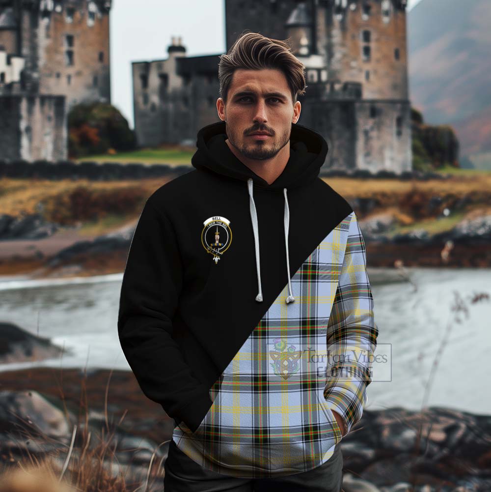 Tartan Vibes Clothing Bell Tartan Cotton Hoodie with Family Crest and Military Logo Style