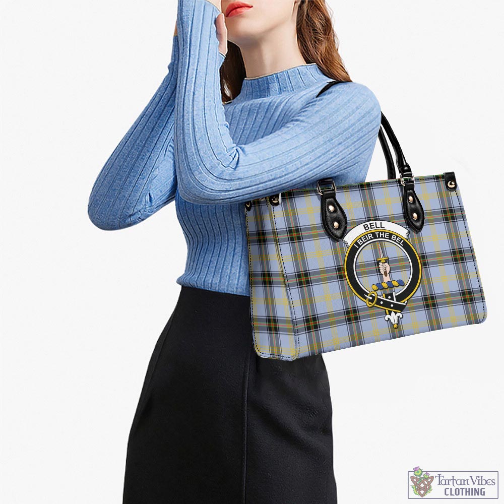 Bell Tartan Luxury Leather Handbags with Family Crest - Tartan Vibes Clothing