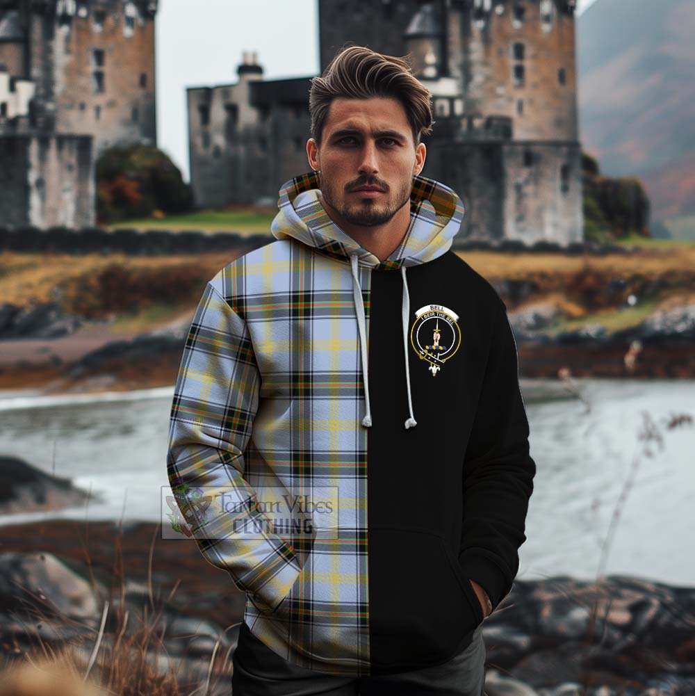 Tartan Vibes Clothing Bell Tartan Cotton Hoodie with Family Crest and Half Of Me Style