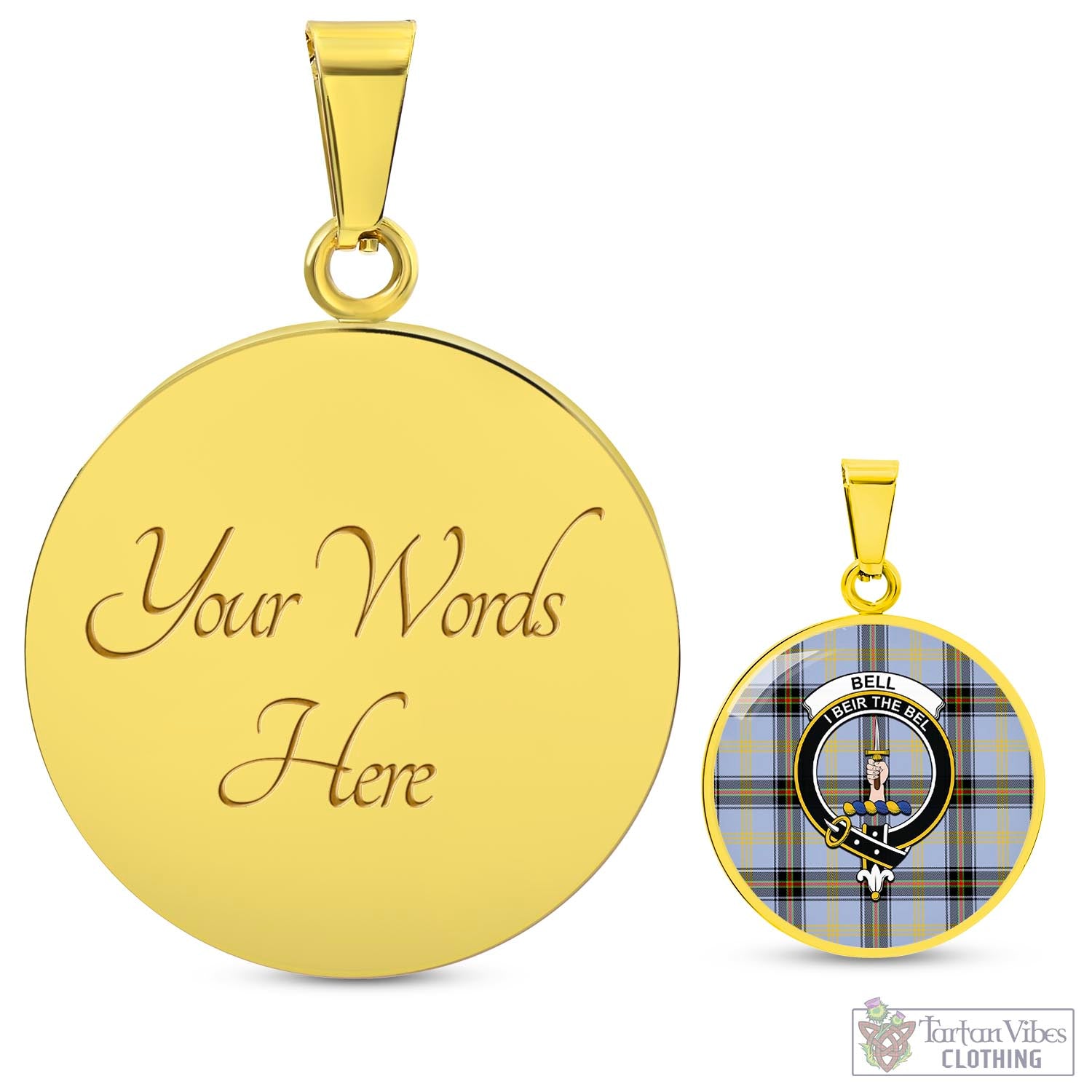 Tartan Vibes Clothing Bell Tartan Circle Necklace with Family Crest